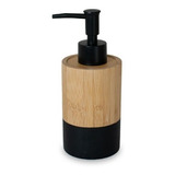 Dispenser Jabon Liquido Bamboo Redondo Base Y Tapa Negra