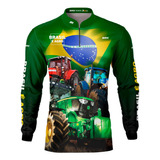 Camisa Agro Fazenda Brk Trator Brasil É Agro Com Uv 50+