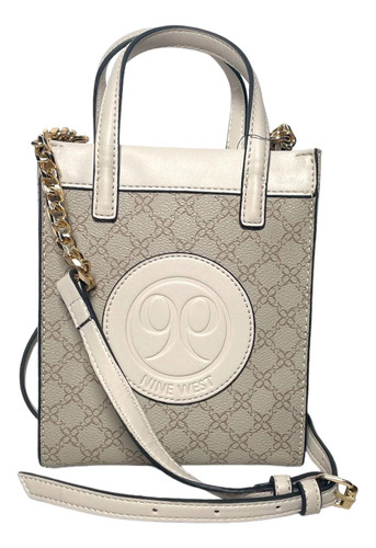 Bolsa Satchel Nine West Gris/blanco Original