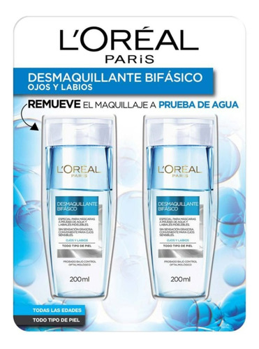 Desmaquillante Bifásico L'oréal 2 Pzas De 200 Ml C/u