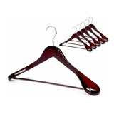 Topia Hanger Juego De 6 Perchas De Madera De Caoba De Lujo, 