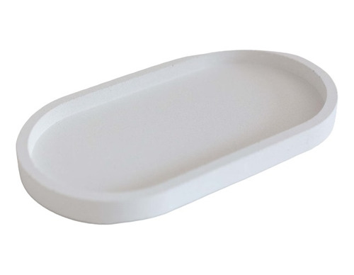 Bandeja Oval Decorativa Yeso Color Blanca