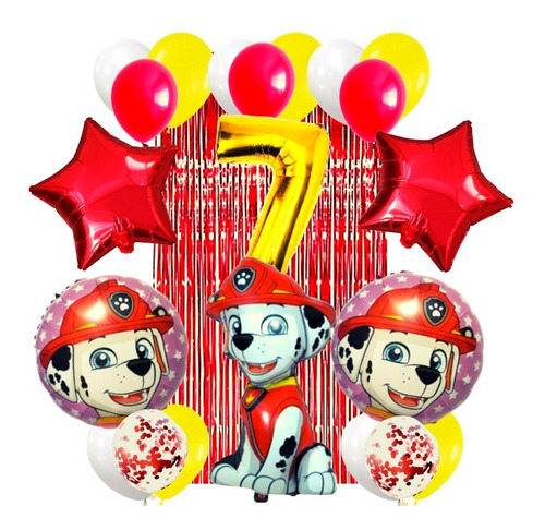 Combo Globos De Cumpleaños Paw Patrol Marshall Kit N° 1