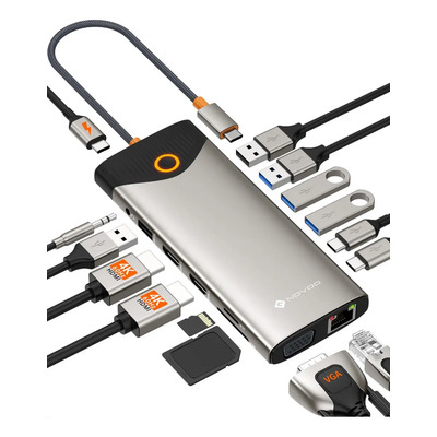 Docking Station Novoo 15 En 1 Usb C Hub 2 Hdmi 4k Vga Dock