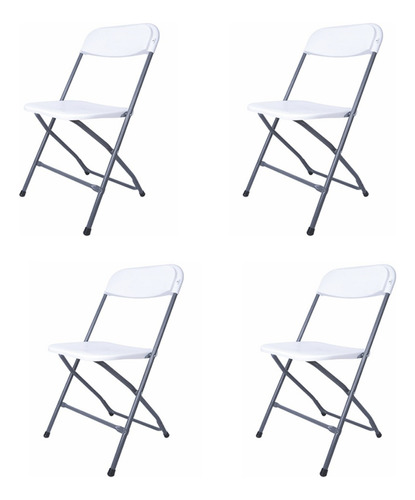 Pack 4 Silla Plegable Plástica Metal  Básica