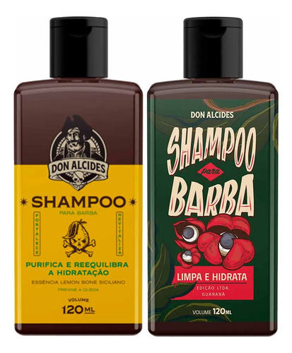 Kit 2x Shampoo Para Barba Lemon Bone E Guaraná Don Alcides