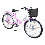 Bicicleta Playera Femenina Danger Paseo Lady Flowers R24 1v Frenos V-brakes Color Rosa/blanco Con Pie De Apoyo  