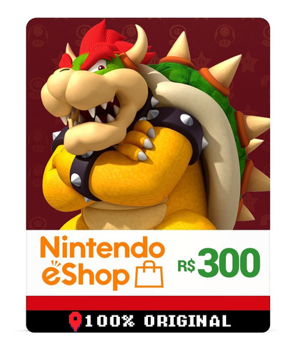 Cartão Nintendo Switch Eshop Brasil R$300 Reais