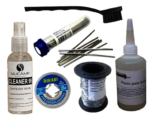 Kit Salva Chip Malha  Fluxo Dessolda Solda Escova Esd Smd