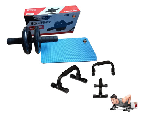 Set De Entrenamiento Soporte Push Ups Y Rueda Abdominal Gym