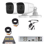 Kit Video Hilook 2 Mp 2 Camaras Metalicas Microfono 500 Gb