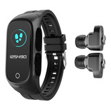 Pulsera Con Audífonos Bluetooth Smart Watch Tws 2 En 1 A