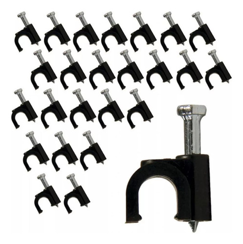 Grampa Clip 8mm Clavo Acero Zincado Para Cable Coaxil X 100u