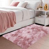 Tapete Sala Quarto 2,00x0,60 Shaggy Luxuoso Peludo Fofinho Rose Mesclado Casa Laura Enxovais