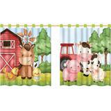 Cortina Decorativa Quarto Infantil Animais Fazendinha Cavalo