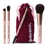 Kit Mini Pincéis Para Maquiagem Intense (5 Itens) Cor Rosa