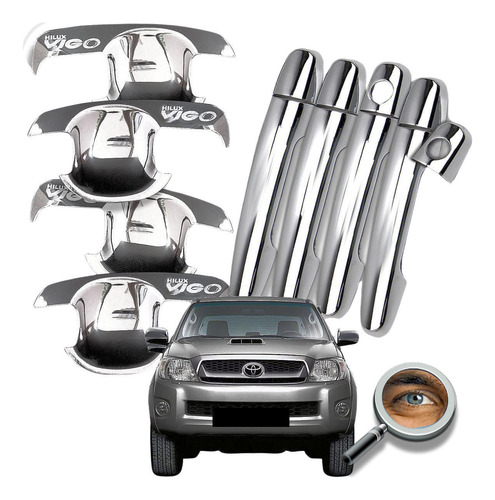 Hilux 2006+ Kit Cubre Manijas Cromadas + Uñeros Tuningchrome