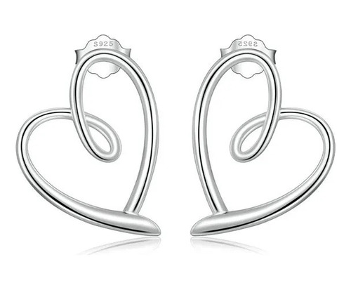 Aretes Para Mujer Corazón Amor Fabricados En Plata