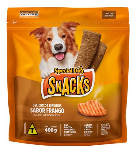 Snack Sabor Frango Para Cães Pacote 400g - 48 Unidades
