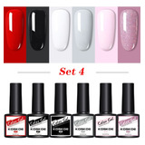 Juego De Esmalte De Uñas Con Purpurina Uv Gel Kit De 6 Pieza