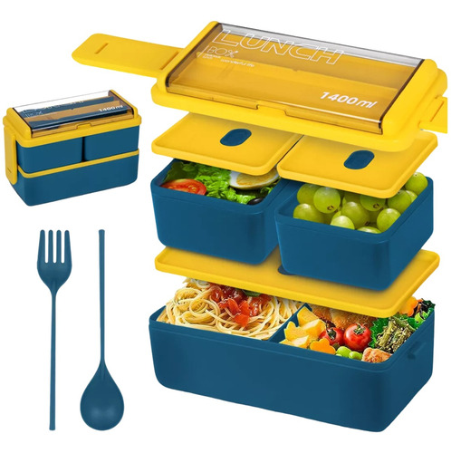 Lunch Box  Térmica 1.4 L Con Cubiertos Color Azul Lunch Box 