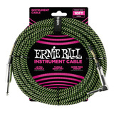 Cable De Instrumento Trenzado Verde/negro 3m Ernie Ball 6077