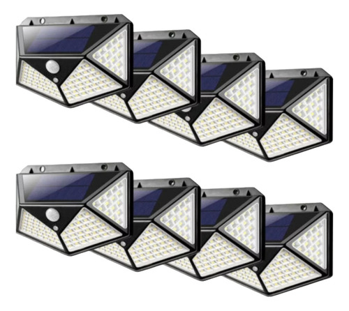Pack X8 Led Solar Con Sensor Movimiento Luz Exterior 100 Led