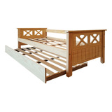 Kit Divan + Carro Cama Griego Madera Maciza 1 Plaza Sajo Color Natural