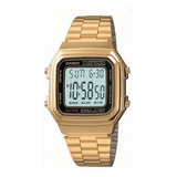 Reloj Casio Vintage A178 Digital Unisex Dorado Bisel Negro Fondo Negro