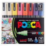 Plumon Posca Original Japan C/ 16 Marcadores Pc-5m Rotul [u]