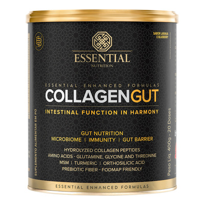 Suplemento Em Pó Essential Nutrition Collagen Gut Colágeno Sabor Laranja E Blueberry Em Lata De 400ml