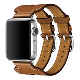 Pulseira Couro Double Cuff Para Apple Watch 38 40mm 42 44mm