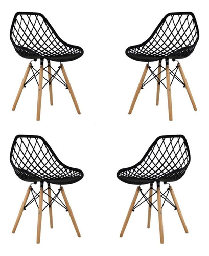 Set 4 Sillas Para Comedor Estilo Eames Negrp