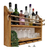 Cava Cantinera Mini Bar  Pared Madera Rustica Copas Botellas