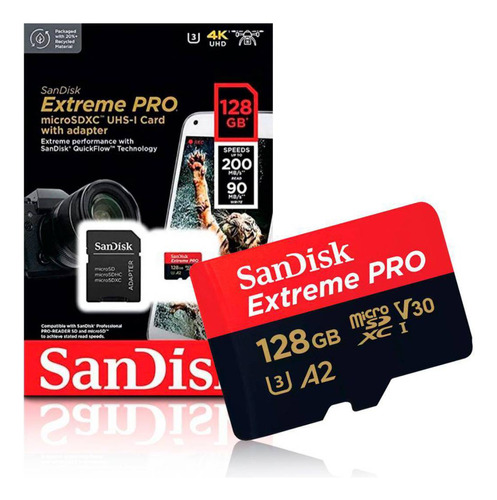 Cartão De Memória Microsdhc 128gb Extremepro C/ Adap Sandisk