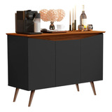 Buffet Encanto 3 Portas Preto Freijo 603 Maria Moveis