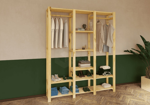 Araras Cabideiro Closet De Chão Multi Reta 170cm Pinus