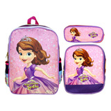 Kit Mochila Menina Princesa Sofia Com Lancheira Infantil