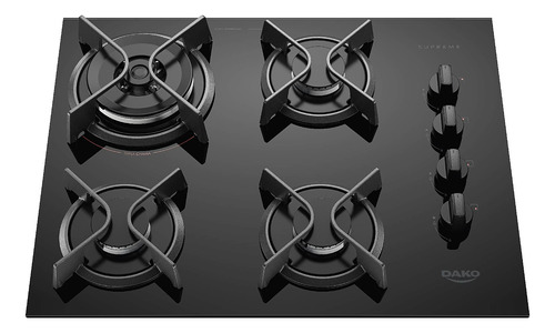 Cooktop 4 Bocas Preto Com Mesa De Vidro Dako Supreme Bivolt