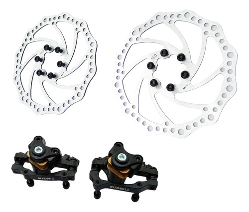 Set Frenos A Disco Mecanico Bicicleta + Discos 160mm
