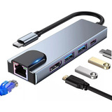 Adaptador Usb C Hub Con Ethernet 5 En 1 Para Macbook Pro/air