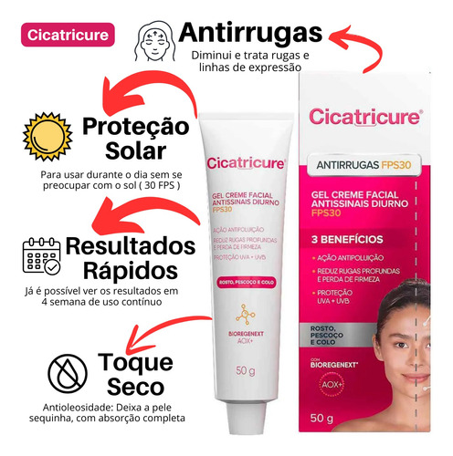 Creme Antirrugas Cicatricure Fps 30 Rugas E Proteção Solar