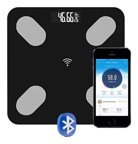 Bascula Pesa Vidrio 180kg Inteligente Con  Bluetooth Digital