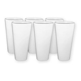 Set X6 Vaso Alto Cuadrado Melamina Blanca 535ml