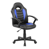 Cadeira Gamer Infantil Giratória 360° Em Couro Pu - Dpx Cor Preto/azul Material Do Estofamento Poliuretano