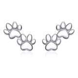 Aros Plata 925 Mujer Patitas Dobles Gatito Perrito Animales