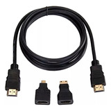 Cable Hdtv 3 En 1 Con Adaptadores Mini Hd Y Micro Hd Negro