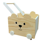 Caixa De Brinquedos Com Alça De Empurrar, Urso Toy Box