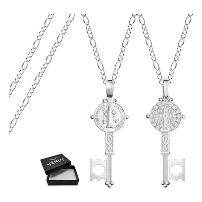 Dije De Plata Llave De San Benito Con Cadena De Plata Calibre 50 Y 55 Cm De Largo Ideal Para Regalar En Boda Bautizo Primera Comunión O 15 Años | Meses sin interés
