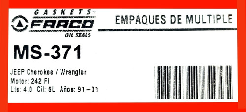 Empacadura Multiple  Jeep Cherokee Wrangler 242 Fi 4.0 Foto 4